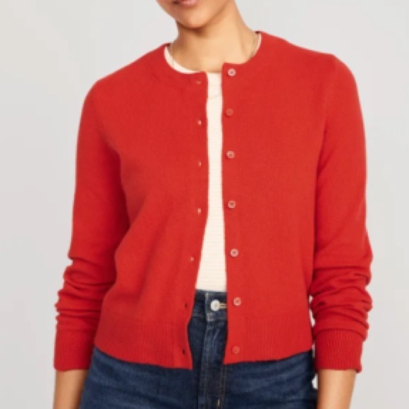Old Navy Sweaters - OLD NAVY | Cardigan Red Crop Sweater Small